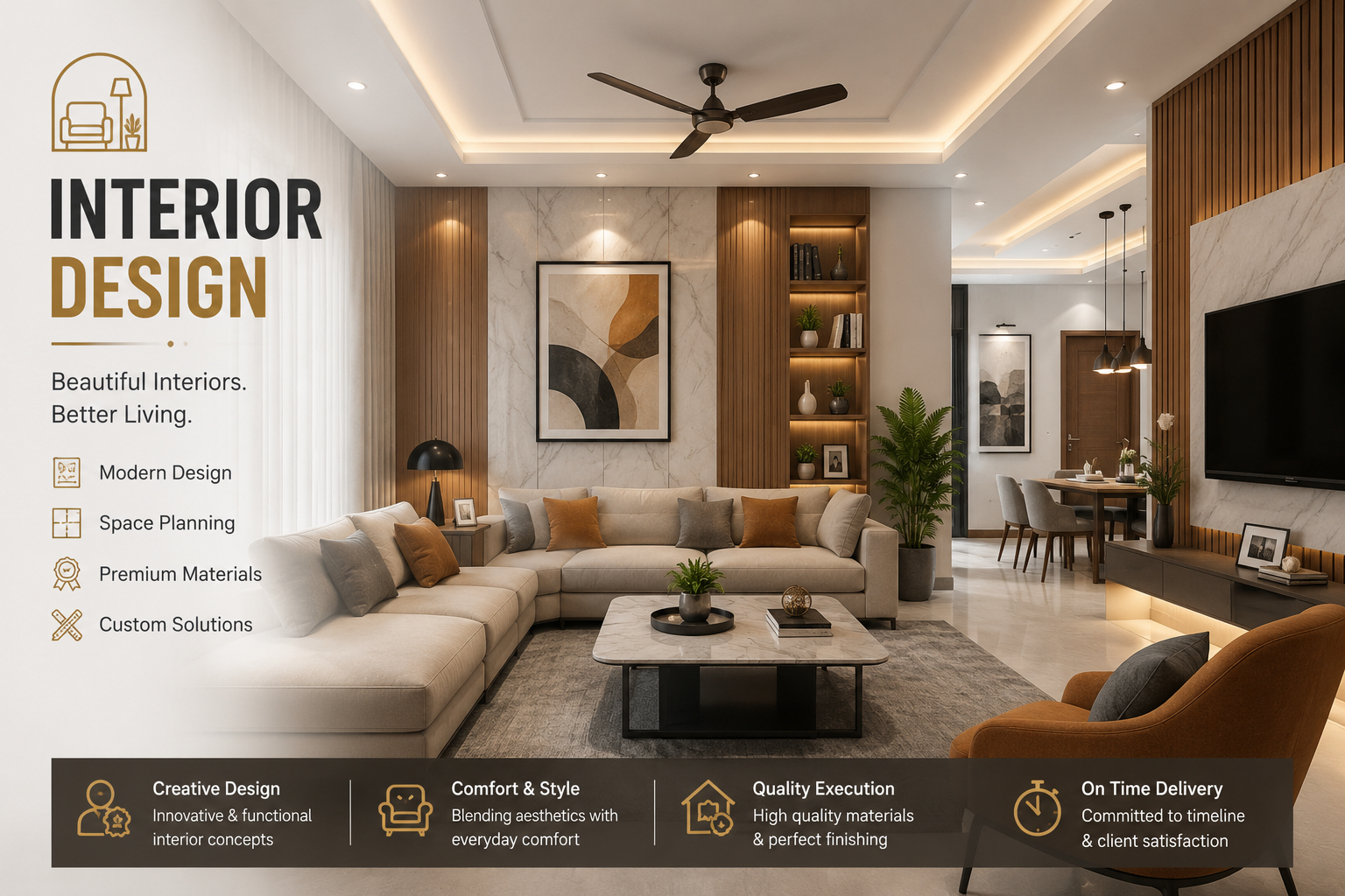 Home Modern Interior Design Services by United Architect & Engineering – Luxury Living Room and Space Planning in Mymensingh, Bangladesh